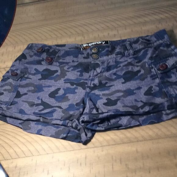 Superdry Regiment Blue Camo Cargoshorts pockets XS - Picture 2 of 13